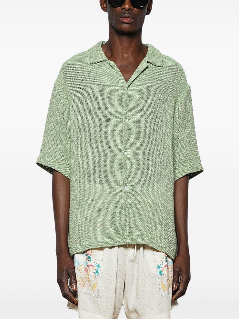 AMIRI spread-collar mesh shirt