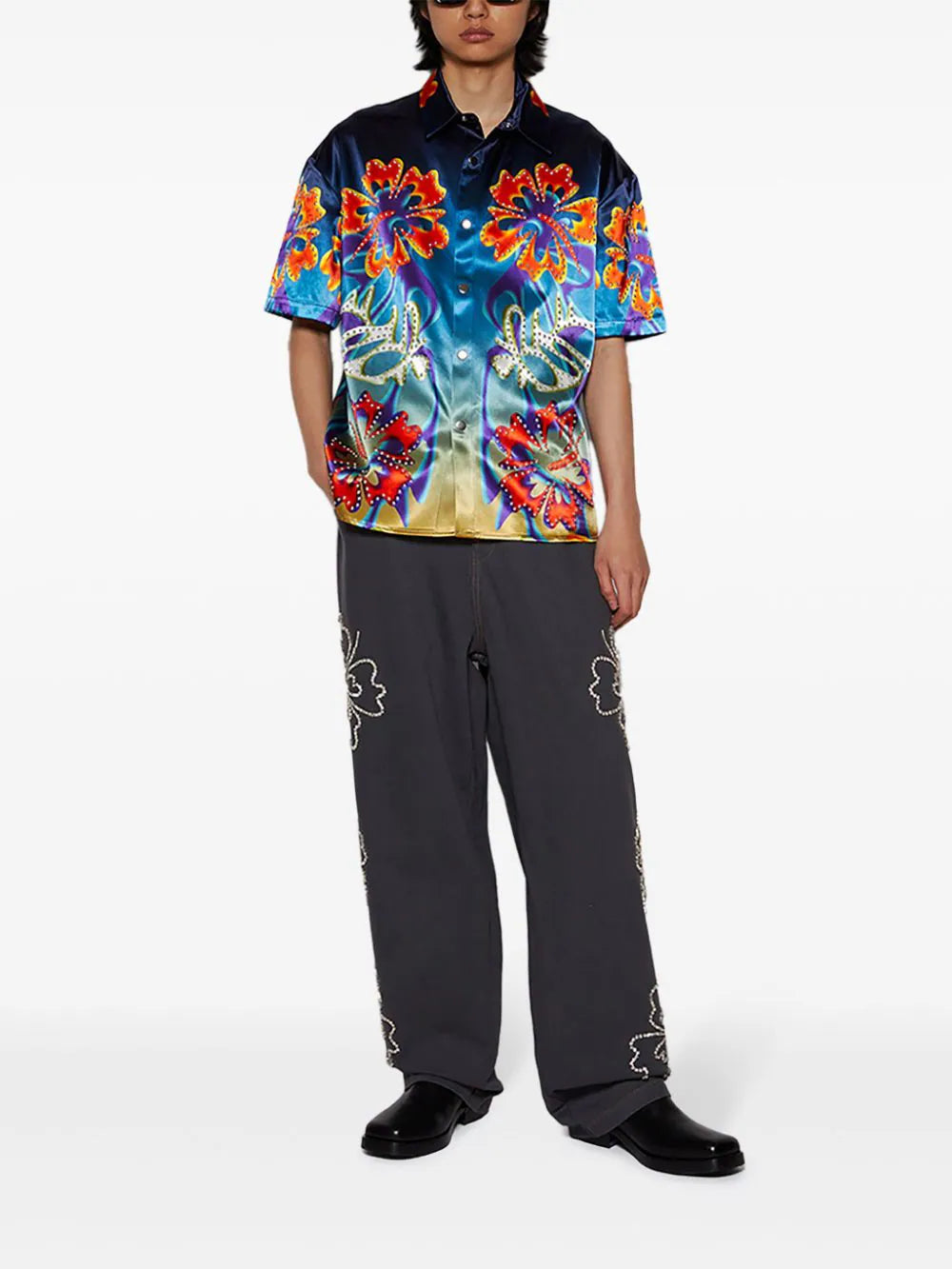 BLUEMARBLE  Hibiscus floral-print shirt