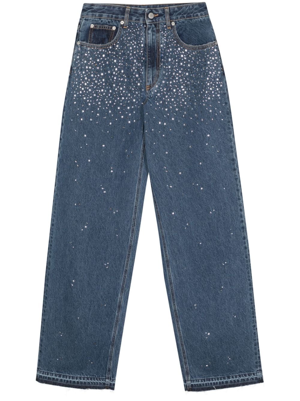 Alessandra Rich  wide-leg rhinestone-embellished jeans