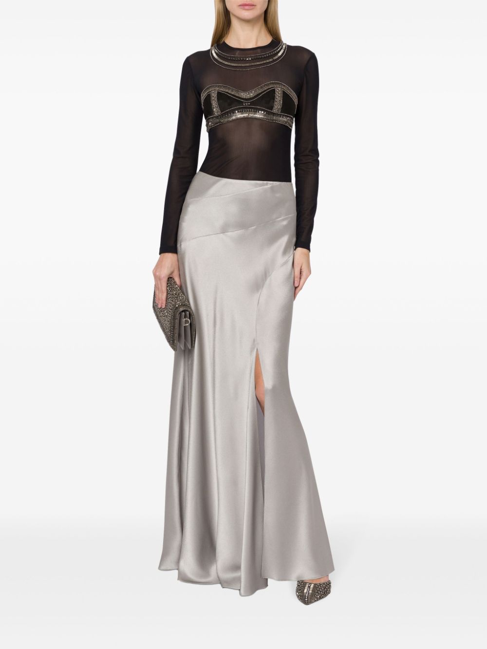 Alberta Ferretti  fluted satin maxi skirt