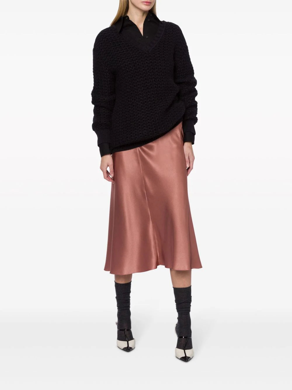 Alberta Ferretti satin midi skirt