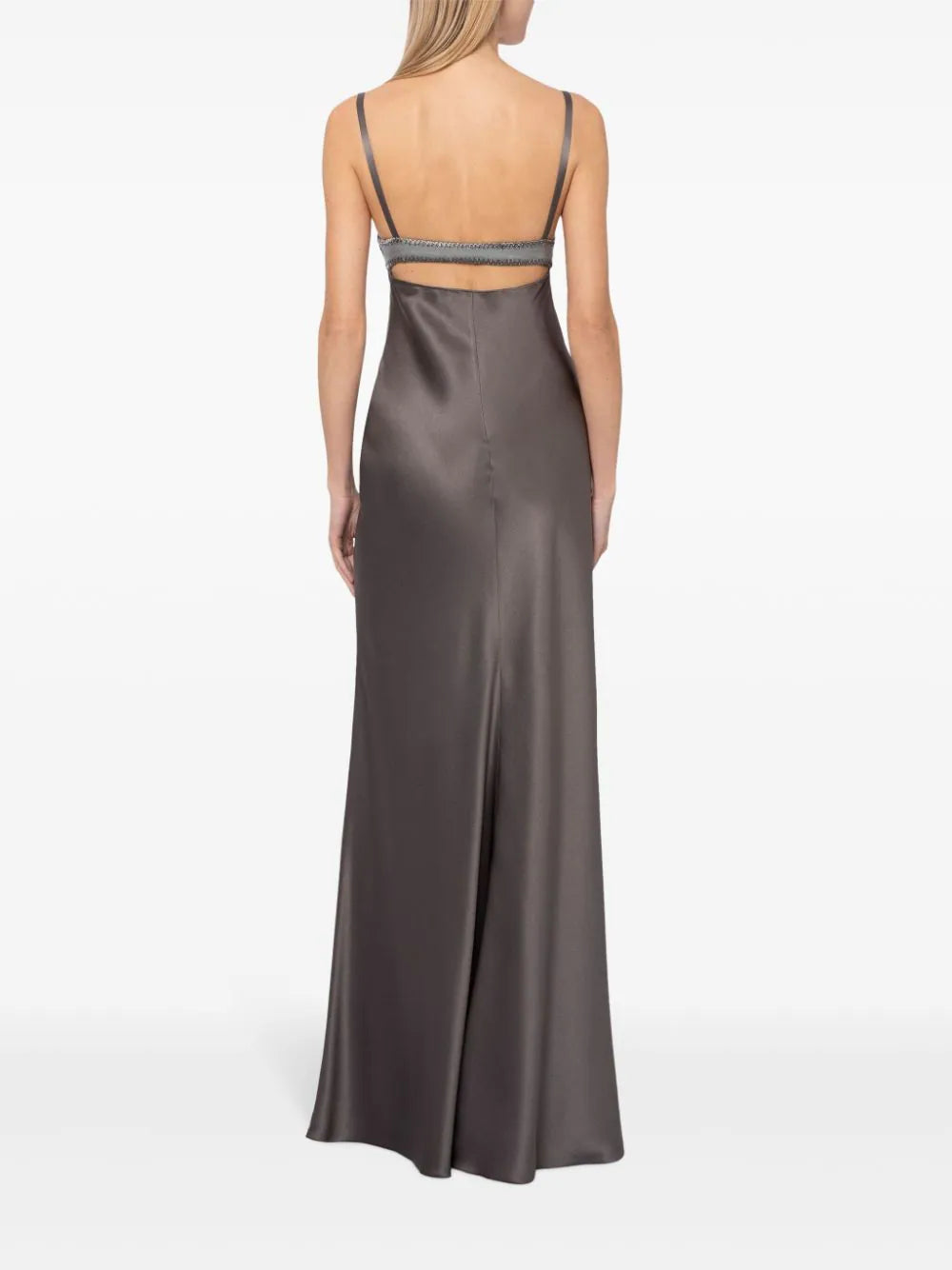 Alberta Ferretti crystal-embellished satin gown