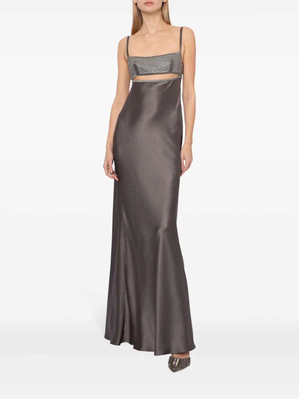 Alberta Ferretti  crystal-embellished satin gown