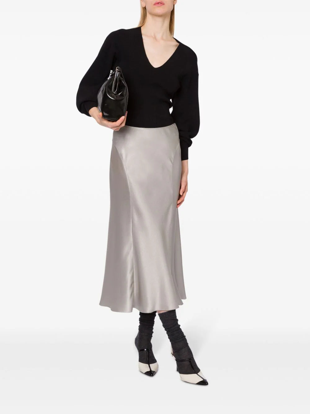 Alberta Ferretti fluted satin skirt