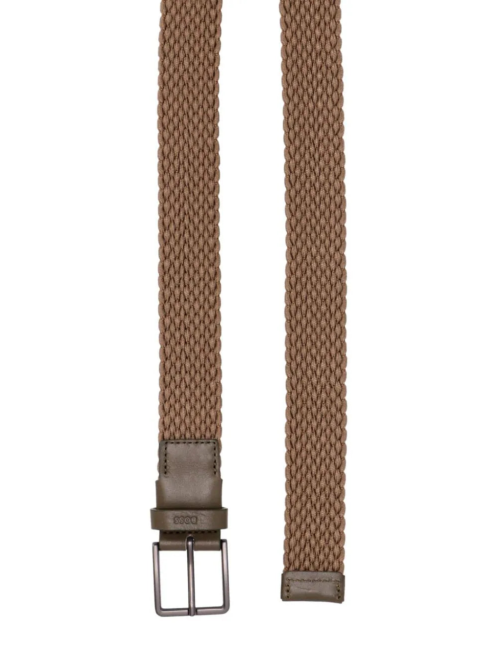 BOSS leather-trim woven belt