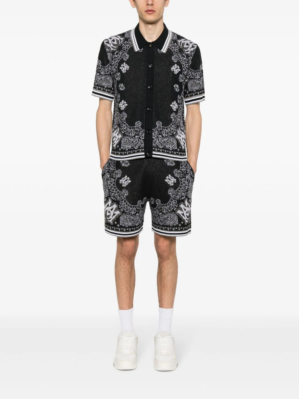 AMIRI  bandana-jacquard knitted polo shirt