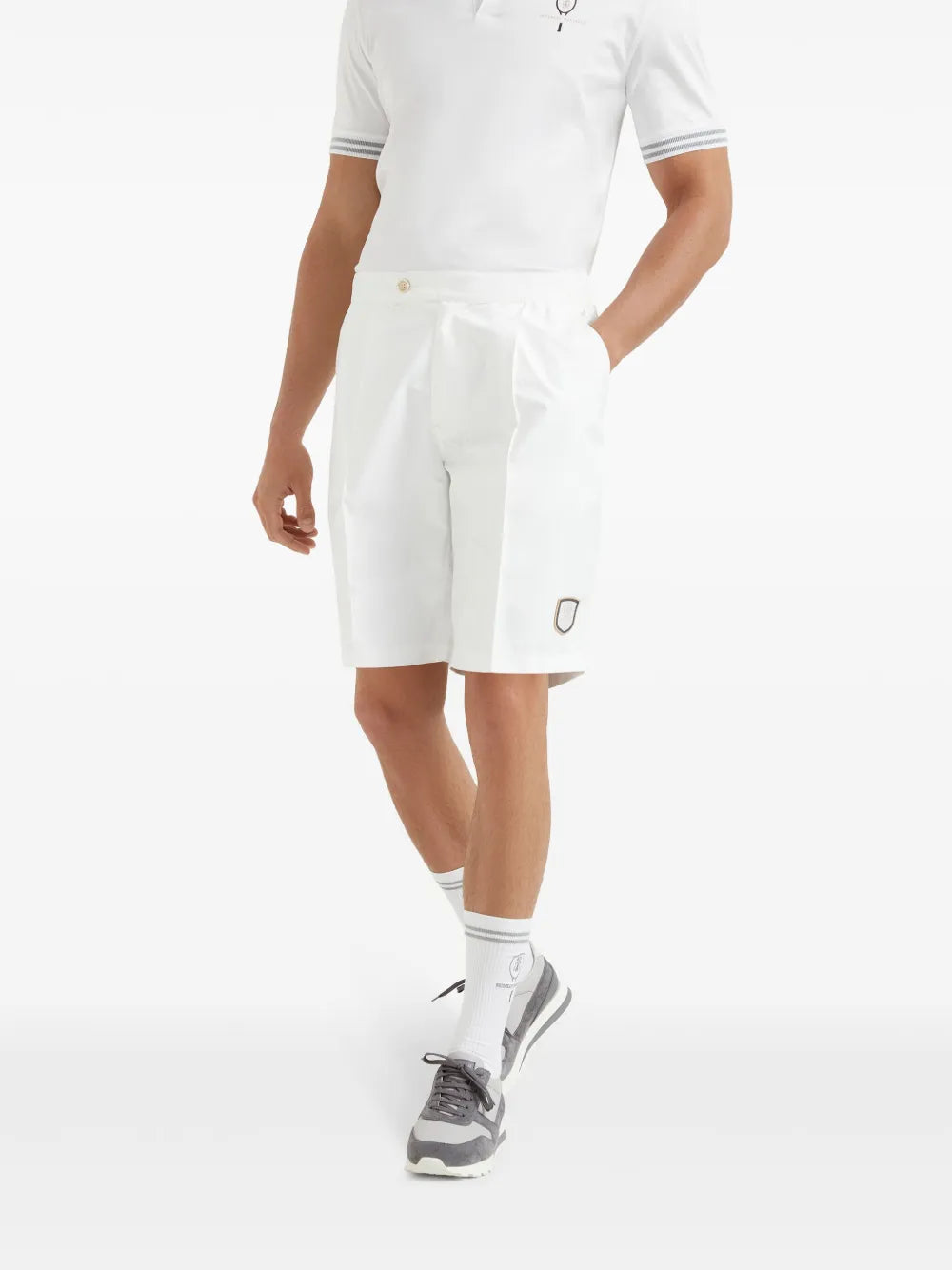 Brunello Cucinelli  logo patch bermuda shorts