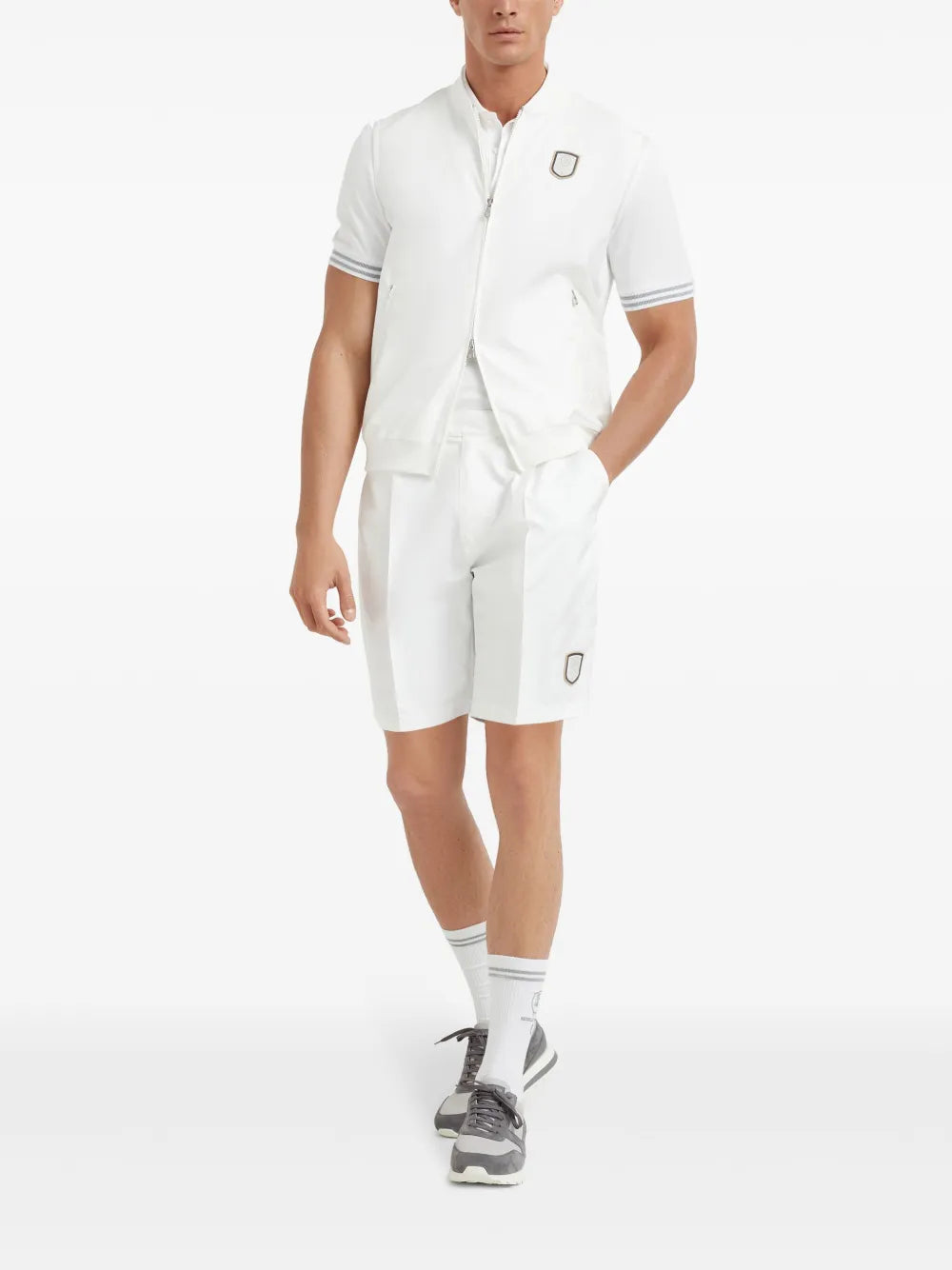 Brunello Cucinelli  logo patch bermuda shorts
