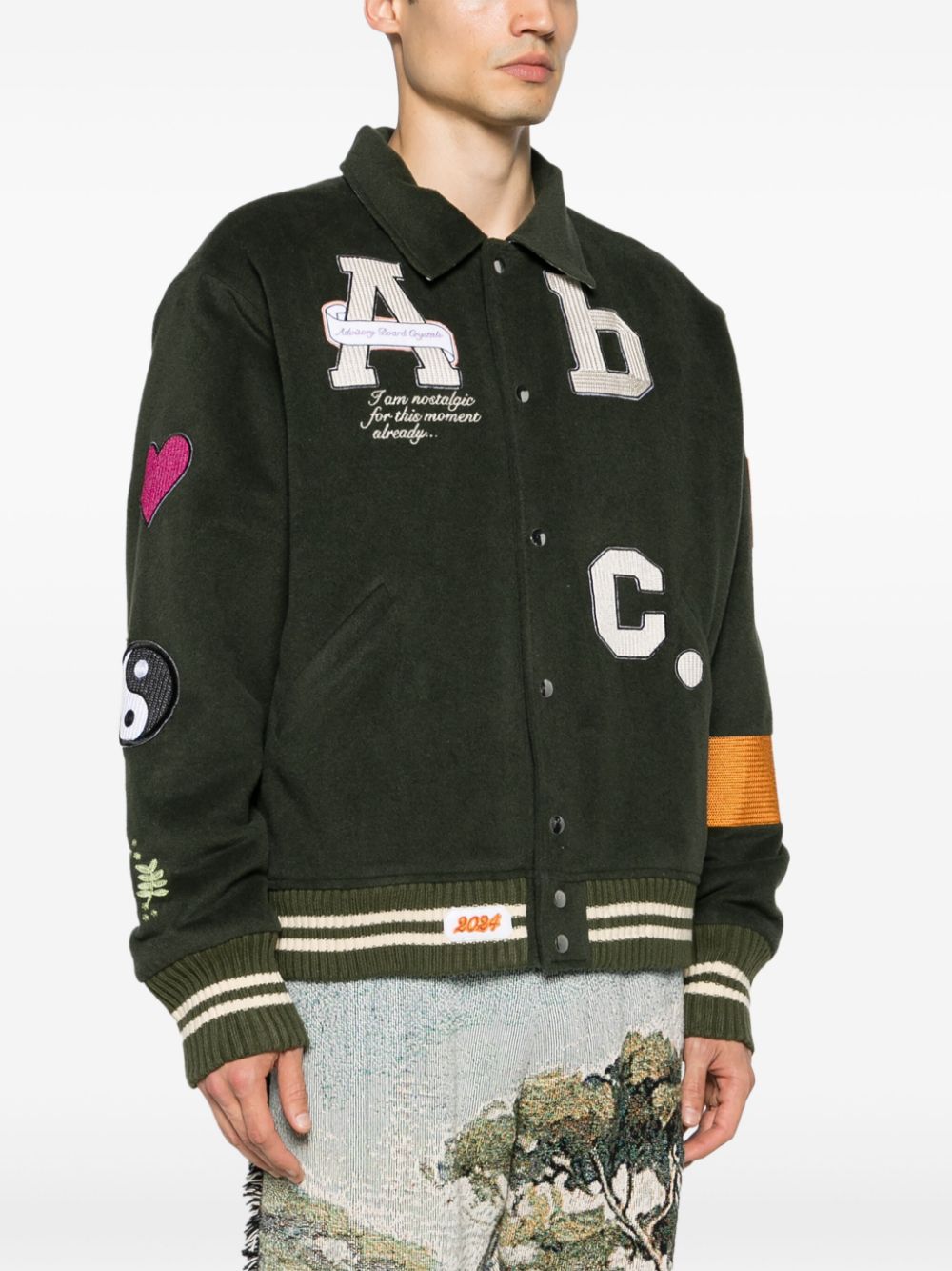 Advisory Board Crystals Blanket Varsity fleece bomber jacket