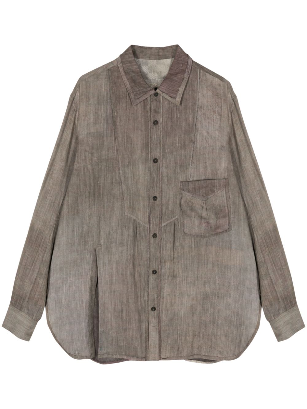 Ziggy Chen long-sleeve silk-blend shirt