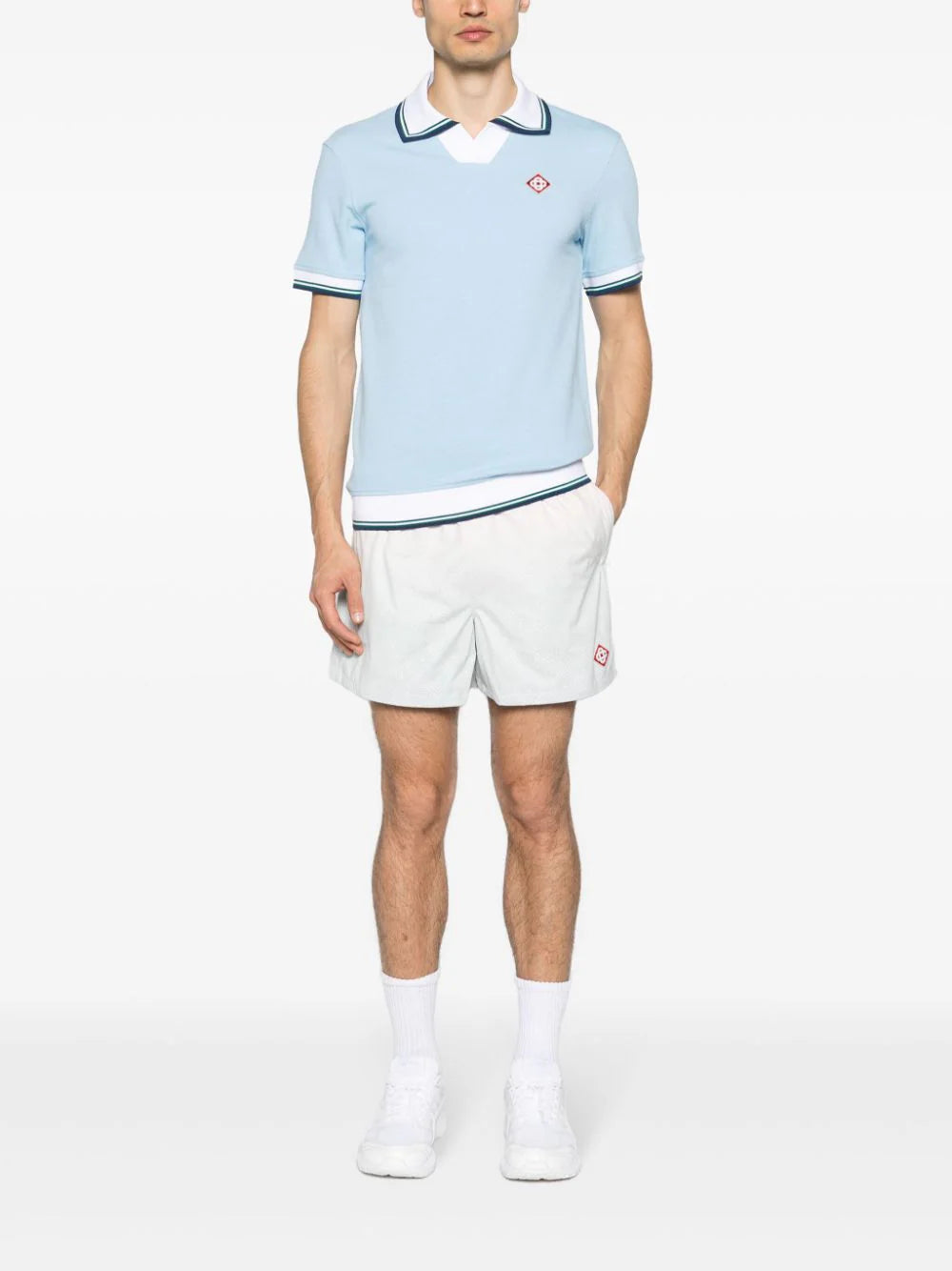 Casablanca logo-patch piqué polo shirt