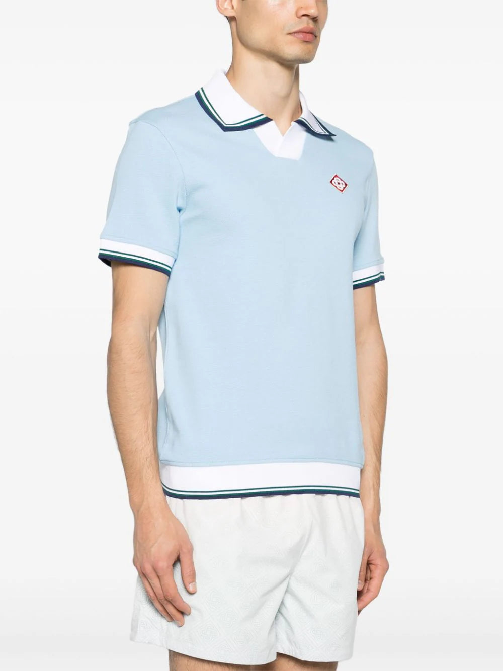 Casablanca logo-patch piqué polo shirt