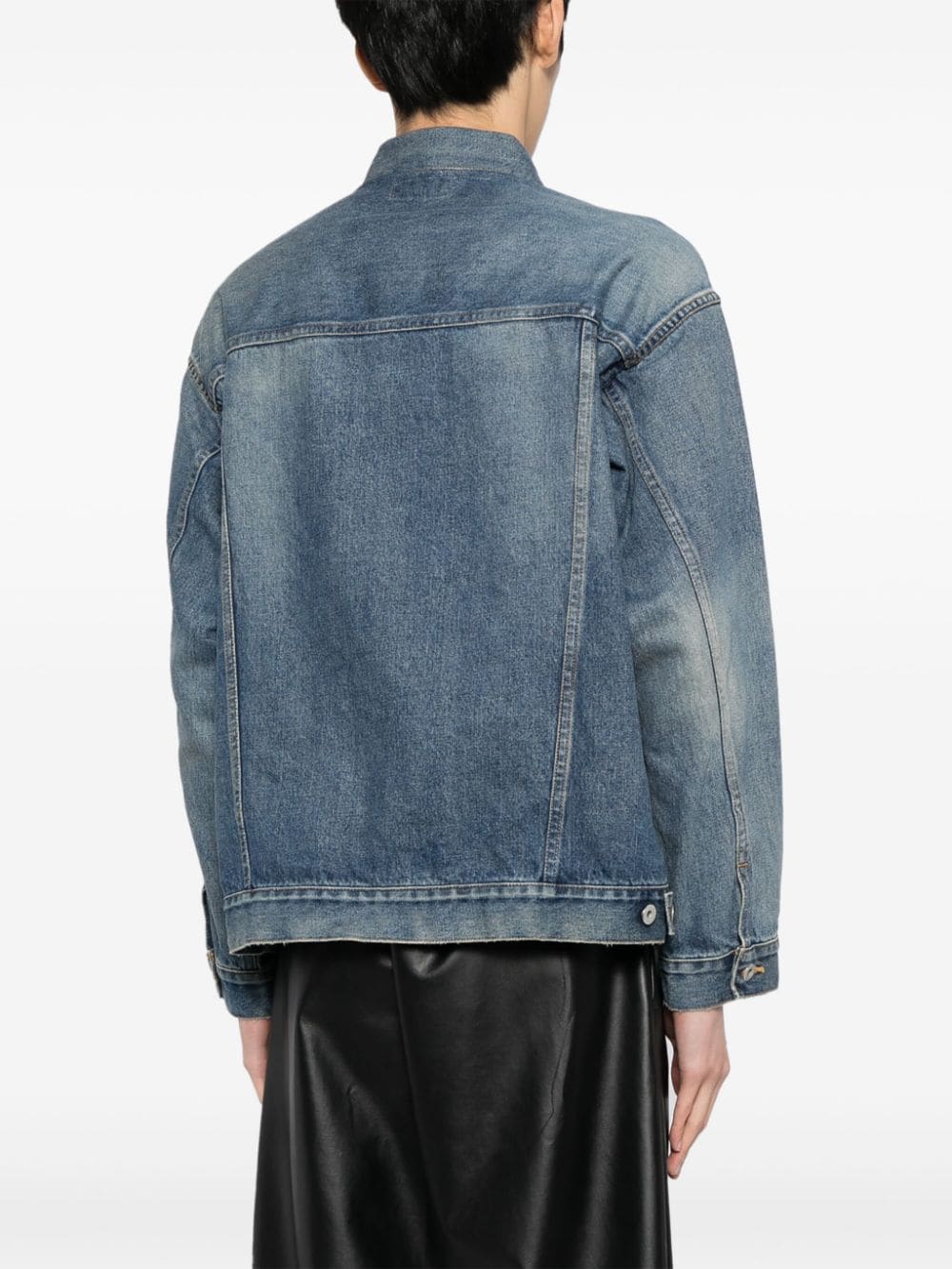 A BATHING APE® Damage logo-embroidered denim jacket