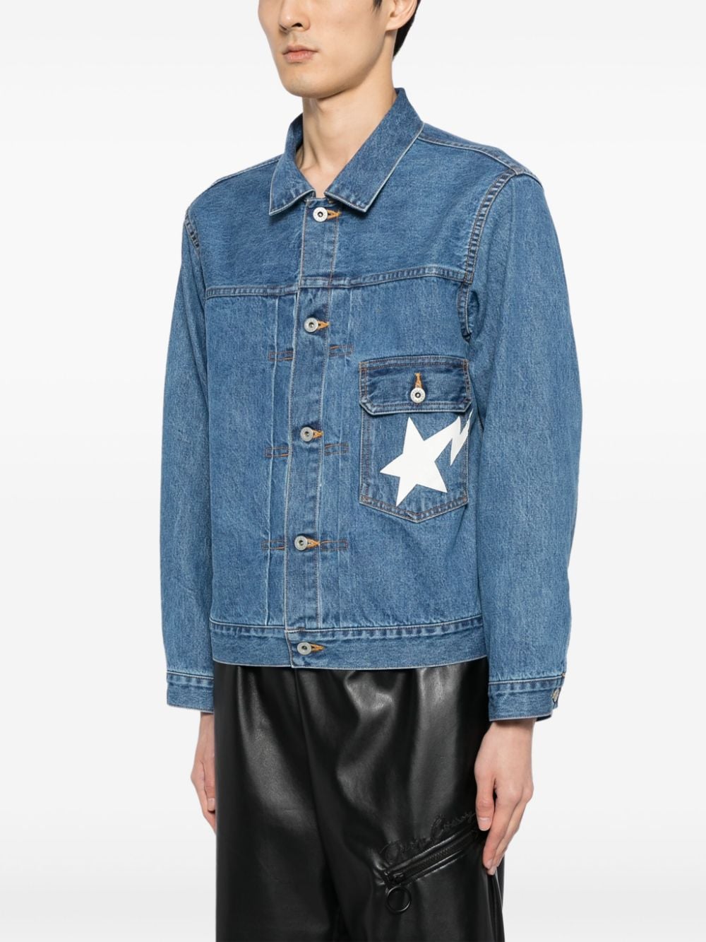 A BATHING APE® STA logo-print denim jacket