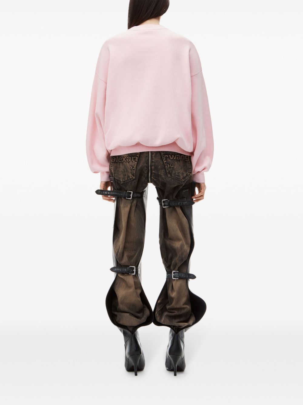 Alexander Wang logo-embossed crew-neck jumper