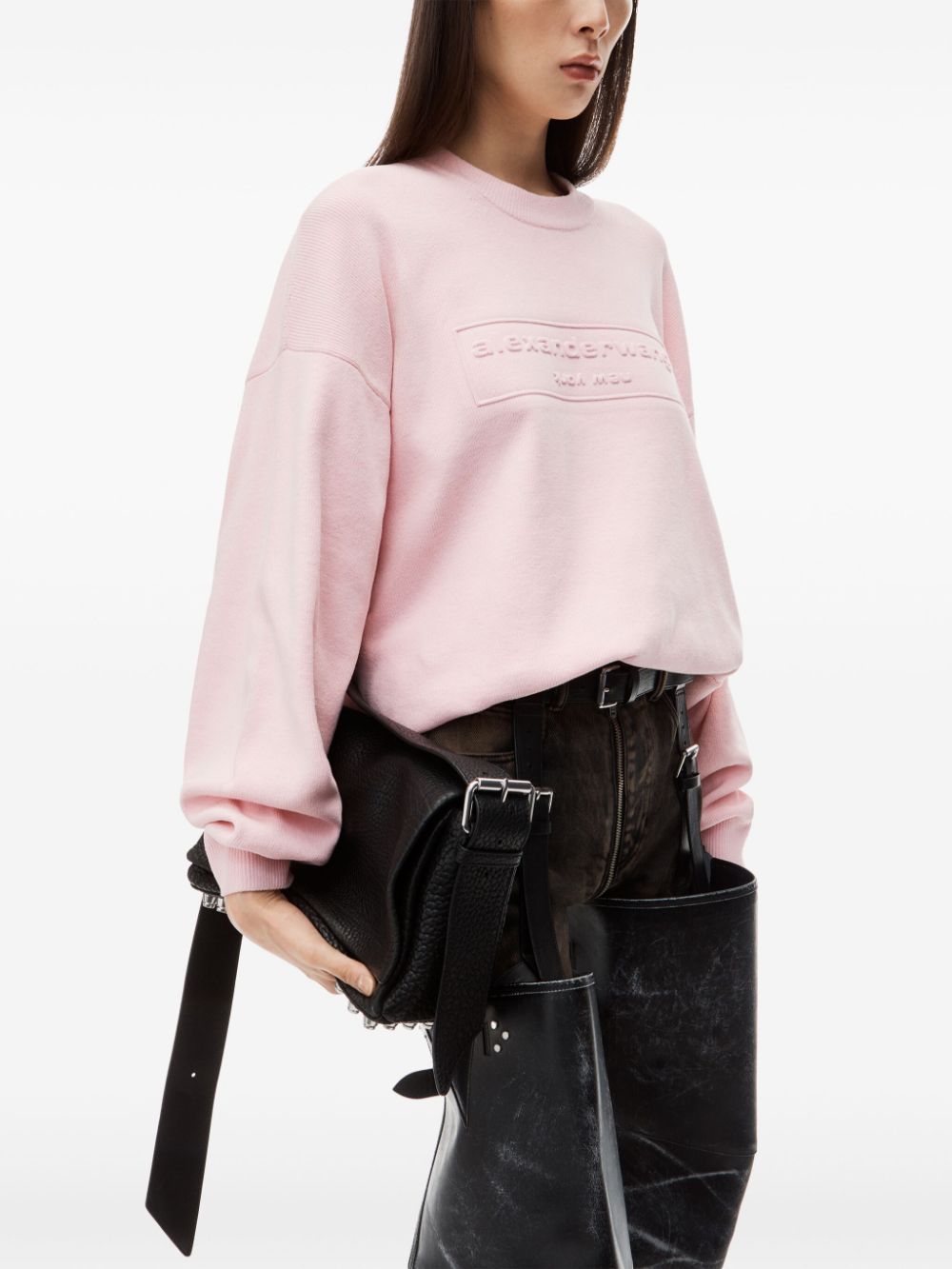 Alexander Wang logo-embossed crew-neck jumper
