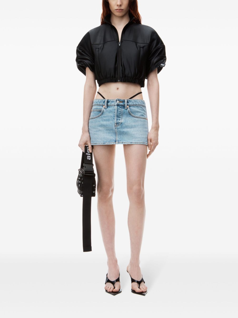 Alexander Wang  strap-detail low-rise denim skirt