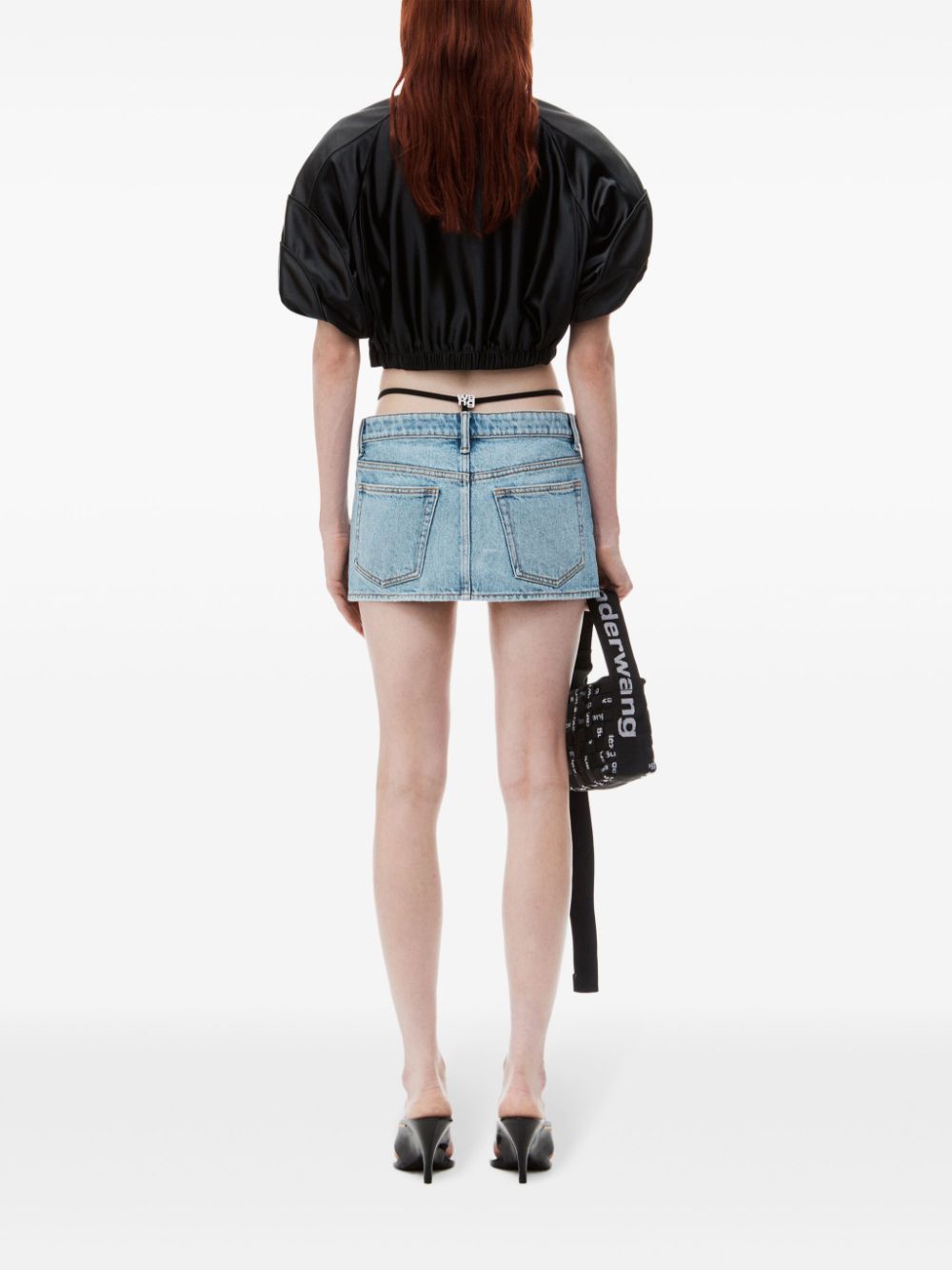 Alexander Wang  strap-detail low-rise denim skirt