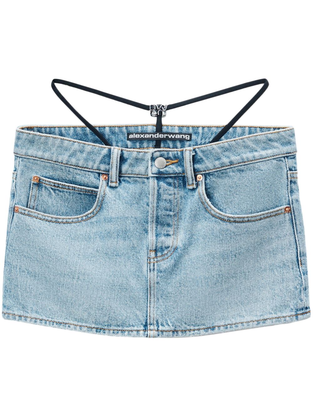 Alexander Wang  strap-detail low-rise denim skirt