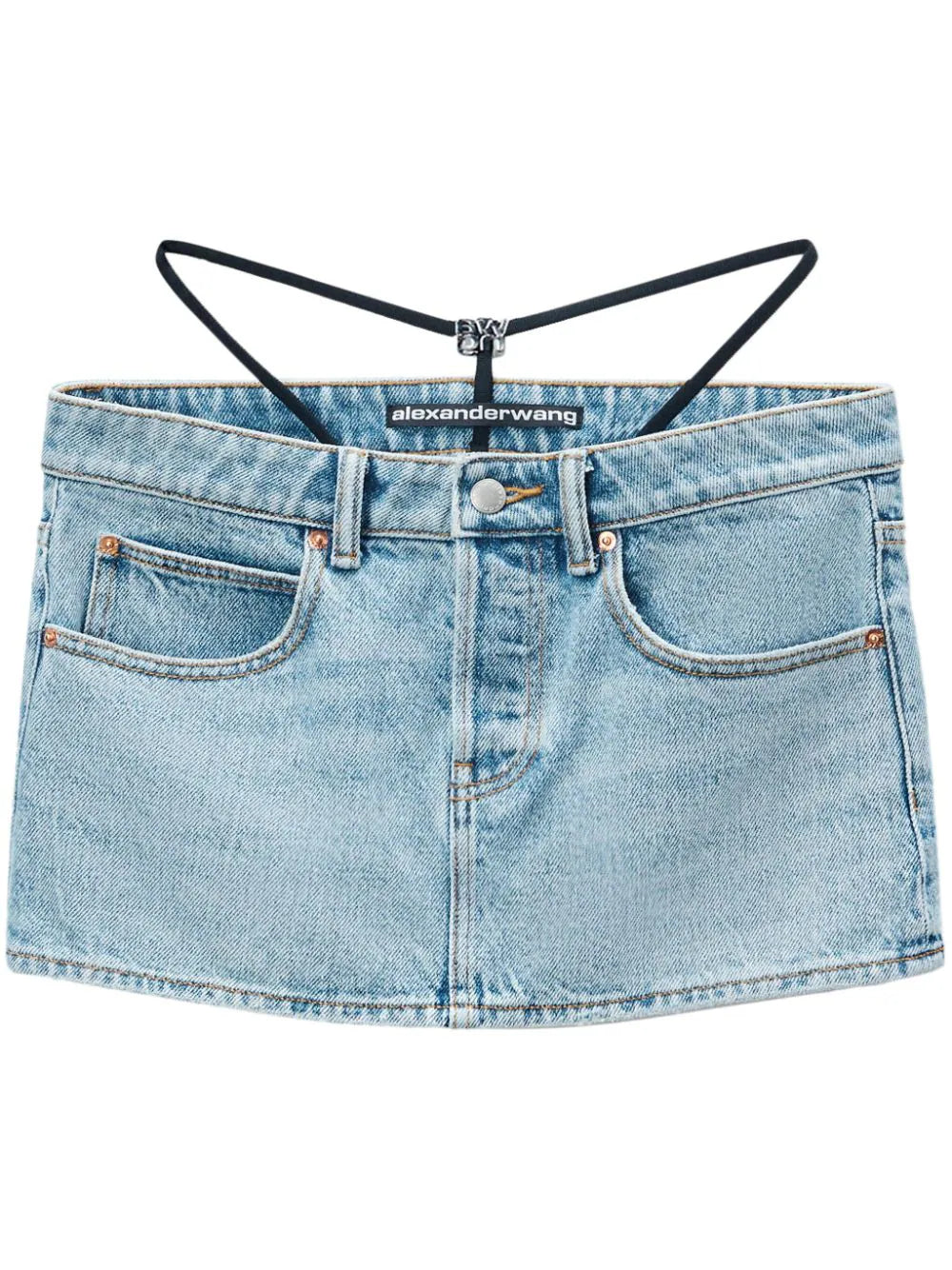 Alexander Wang  strap-detail low-rise denim skirt