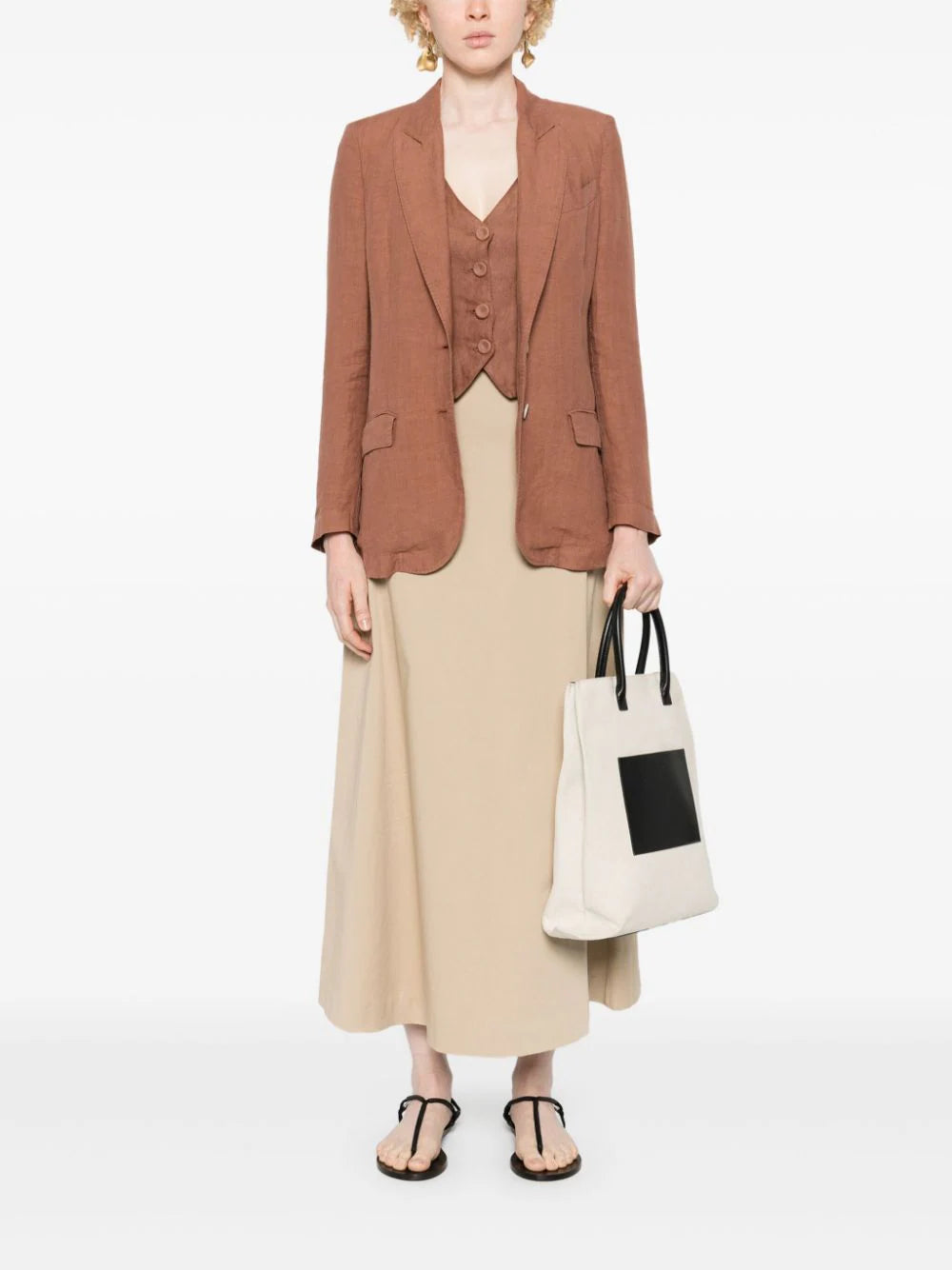 120% Lino single-breasted linen blazer