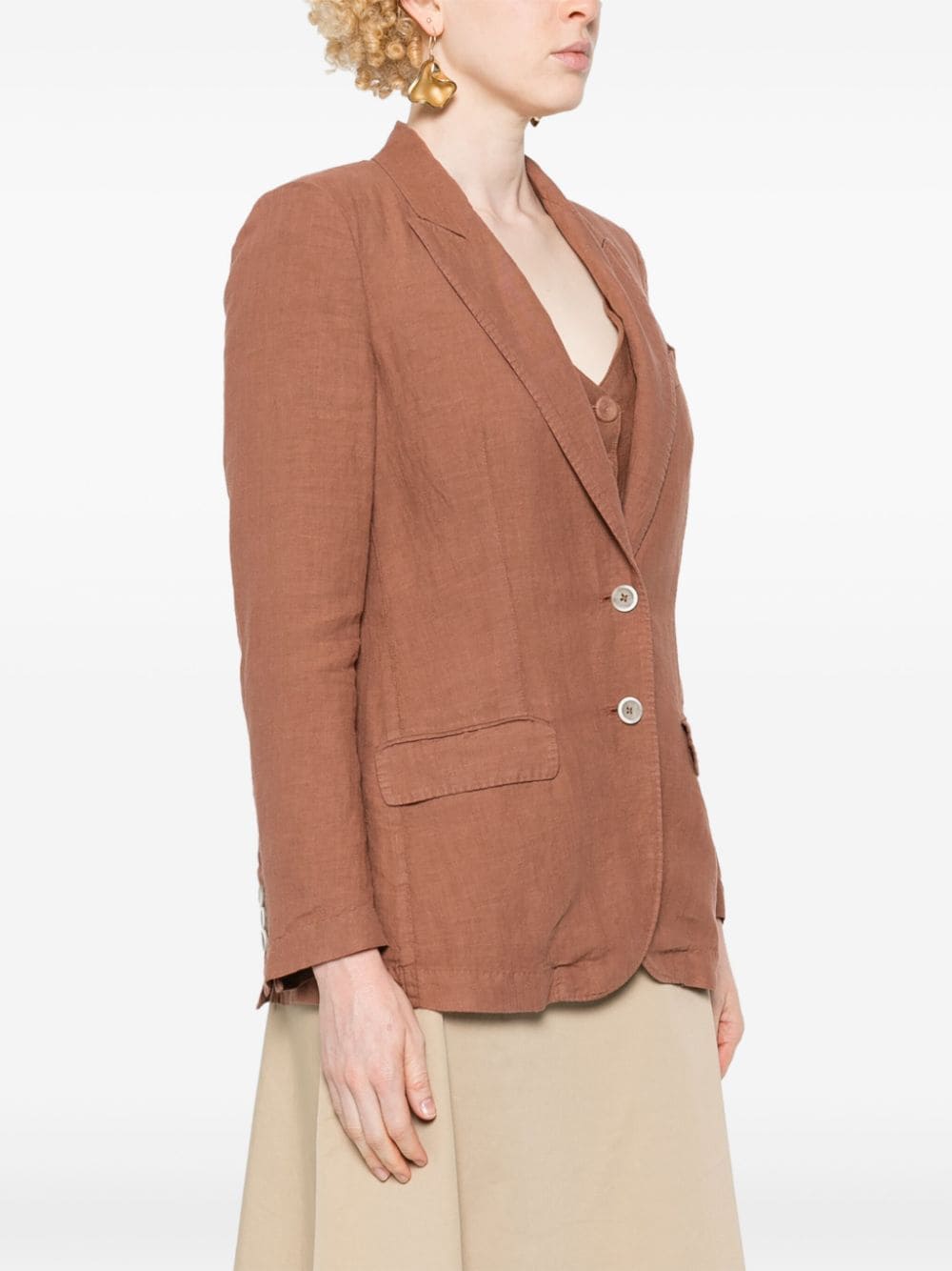 120% Lino single-breasted linen blazer