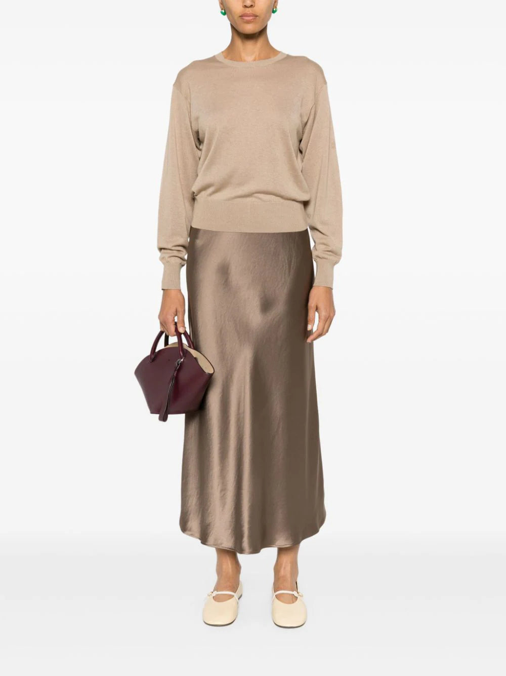 By Malene Birger  Boshan satin midi skirt