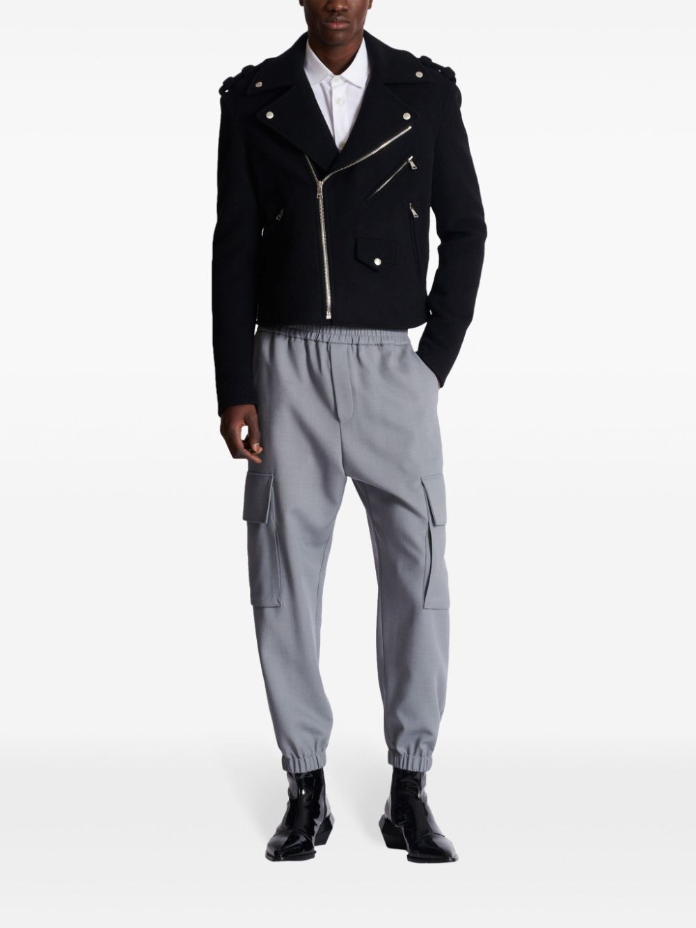 Balmain brushed biker jacket