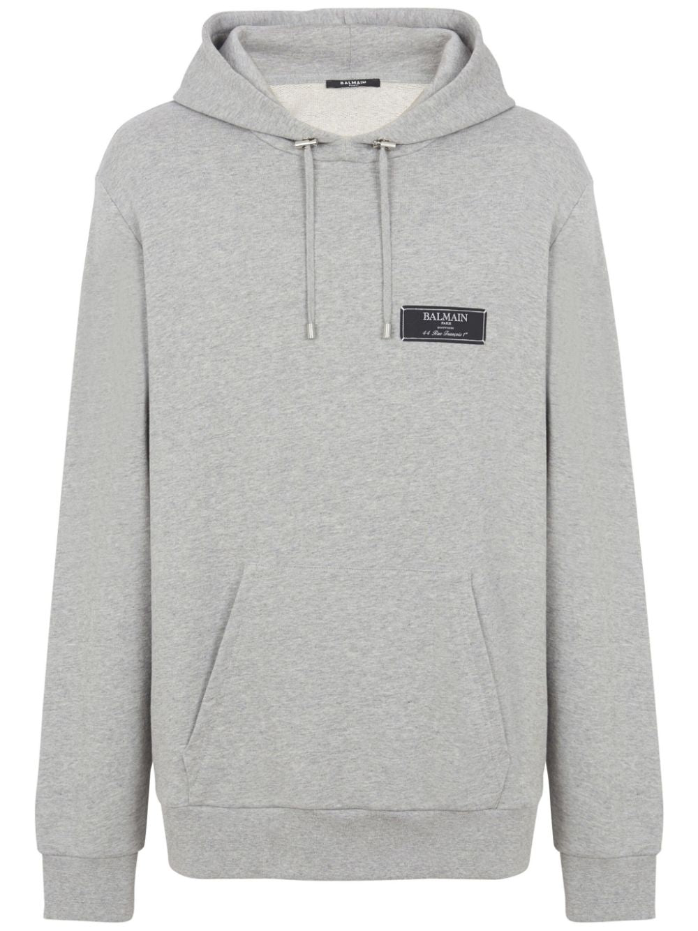 Balmain  logo-patch organic cotton hoodie