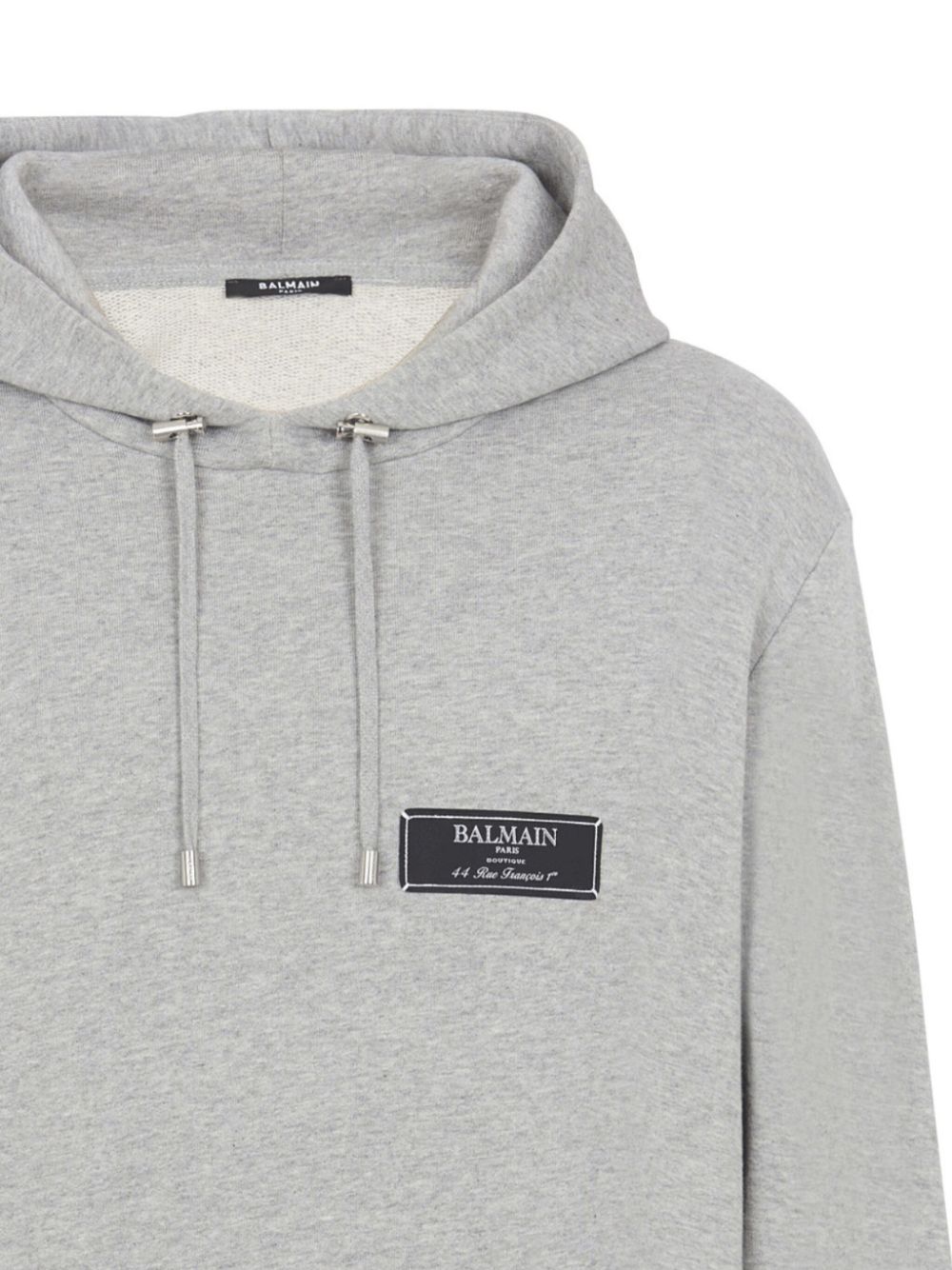 Balmain logo-patch organic cotton hoodie