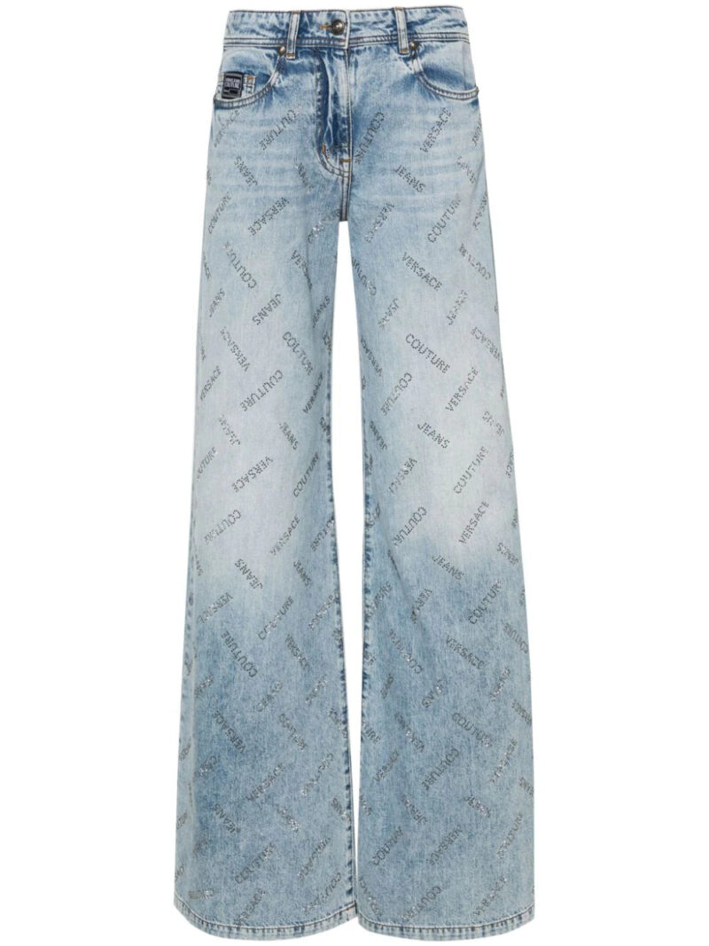 Versace Jeans Couture  crystal-logo straight-leg jeans