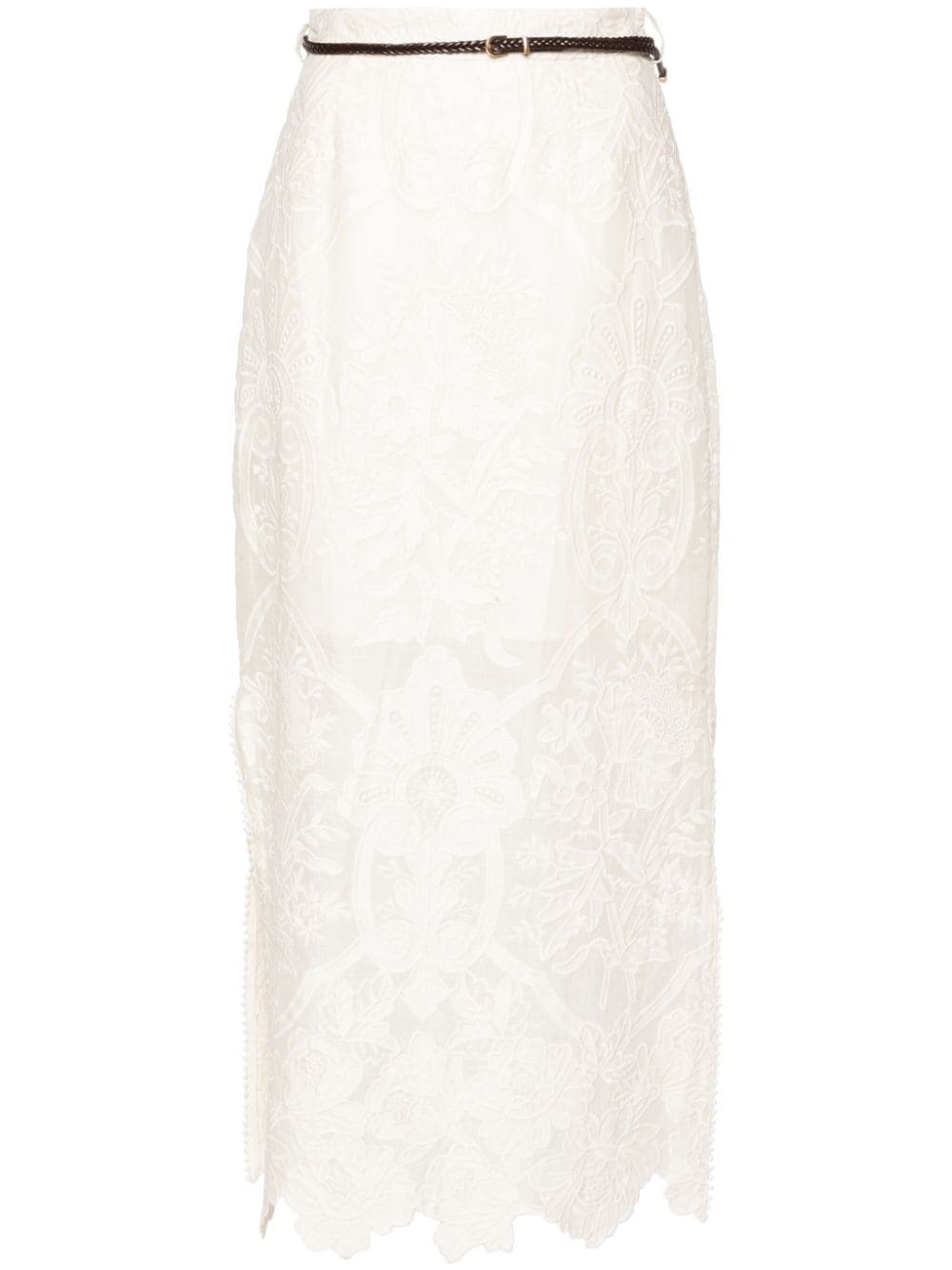 ZIMMERMANN  Ottie embroidered midi skirt
