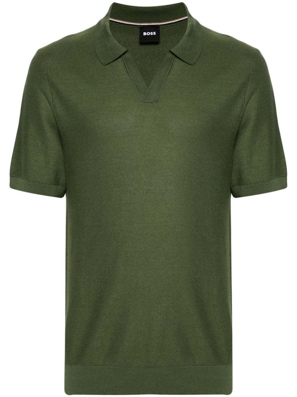 BOSS  split-neck knitted polo shirt