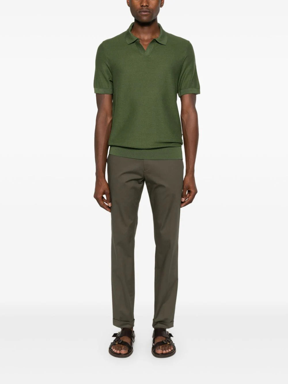BOSS split-neck knitted polo shirt