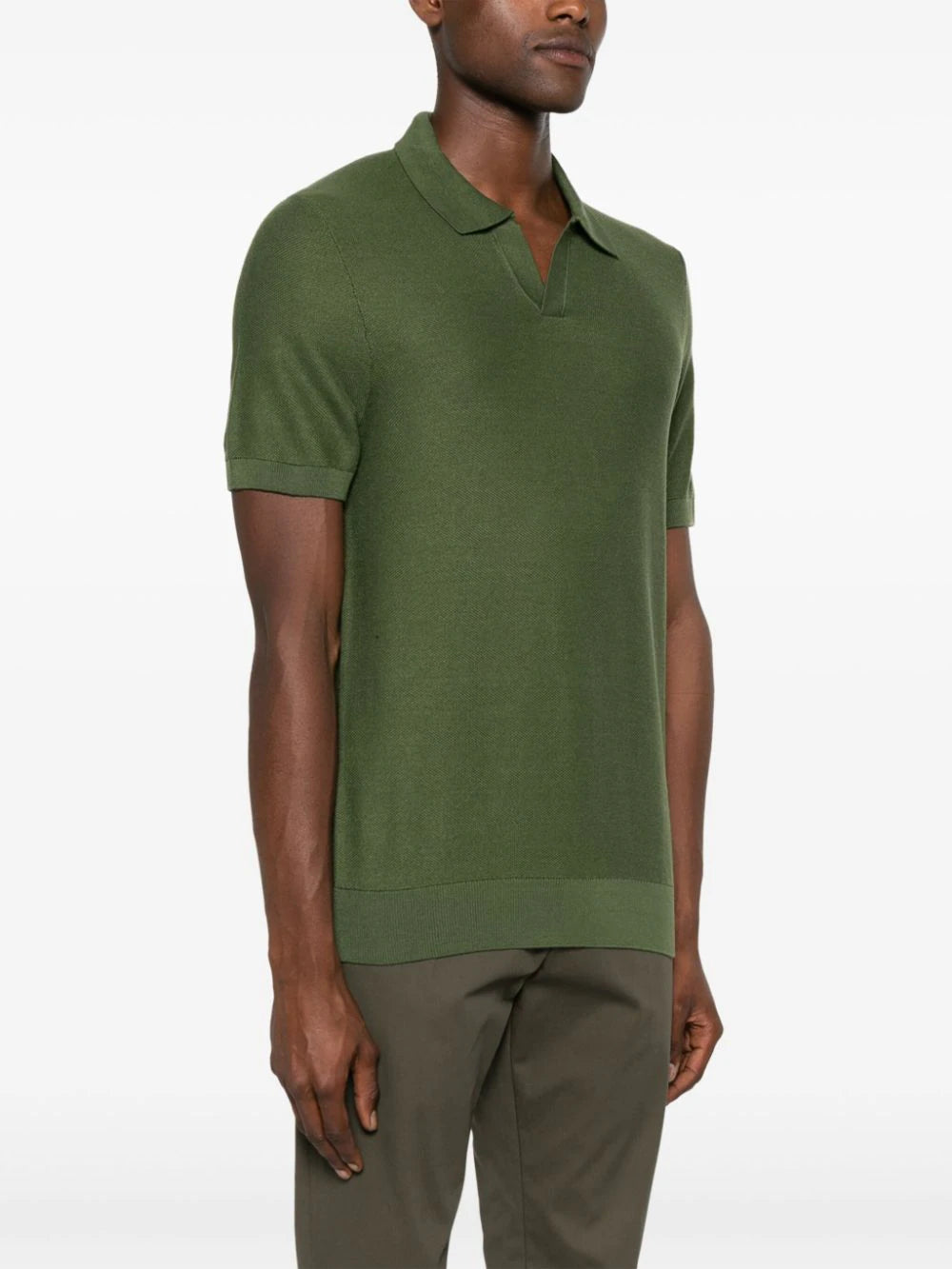 BOSS split-neck knitted polo shirt