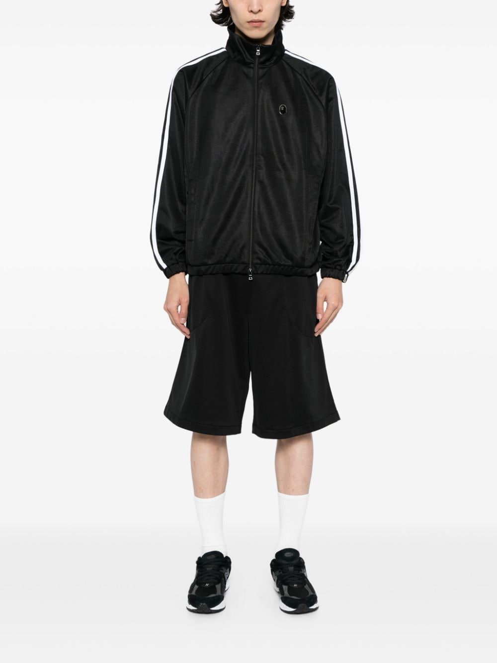 A BATHING APE® striped-edge zip-up jacket
