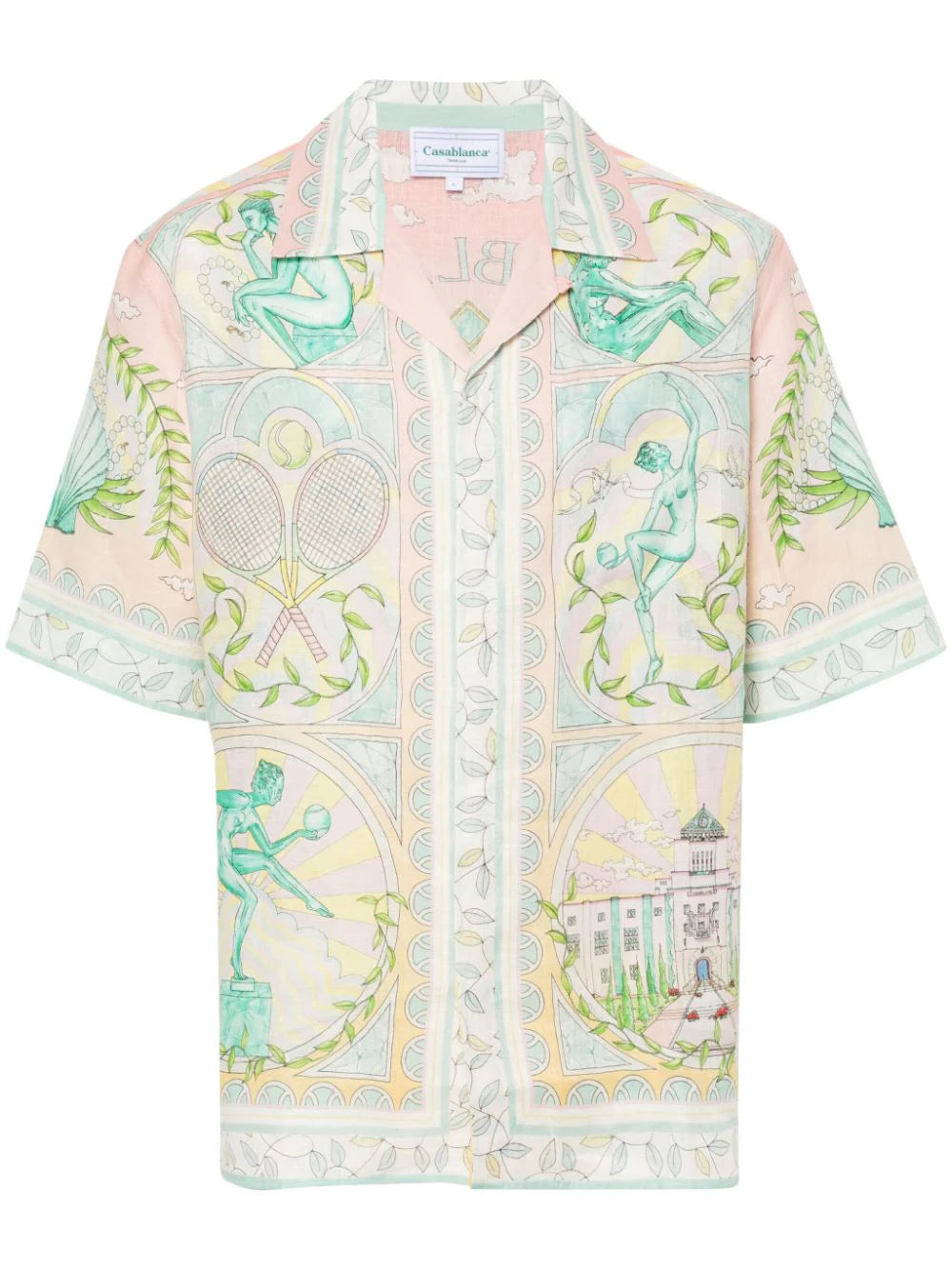 Casablanca  Vase-print linen shirt