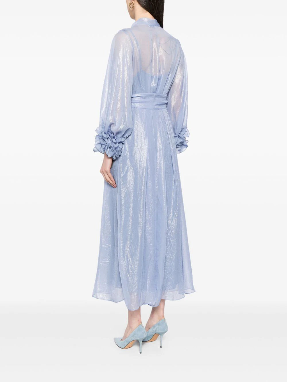Baruni  Esme foiled-finish pleated maxi dress