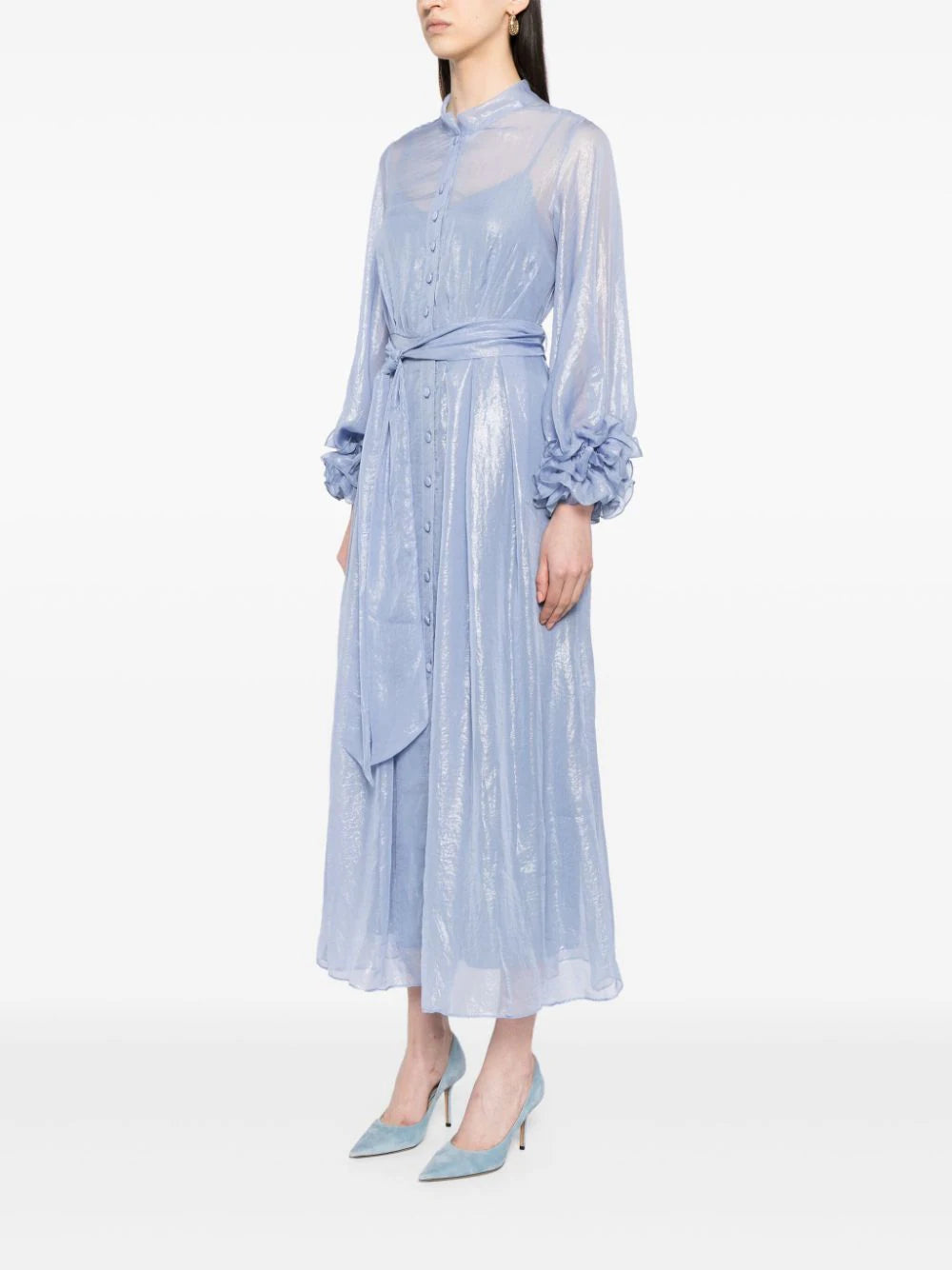 Baruni  Esme foiled-finish pleated maxi dress