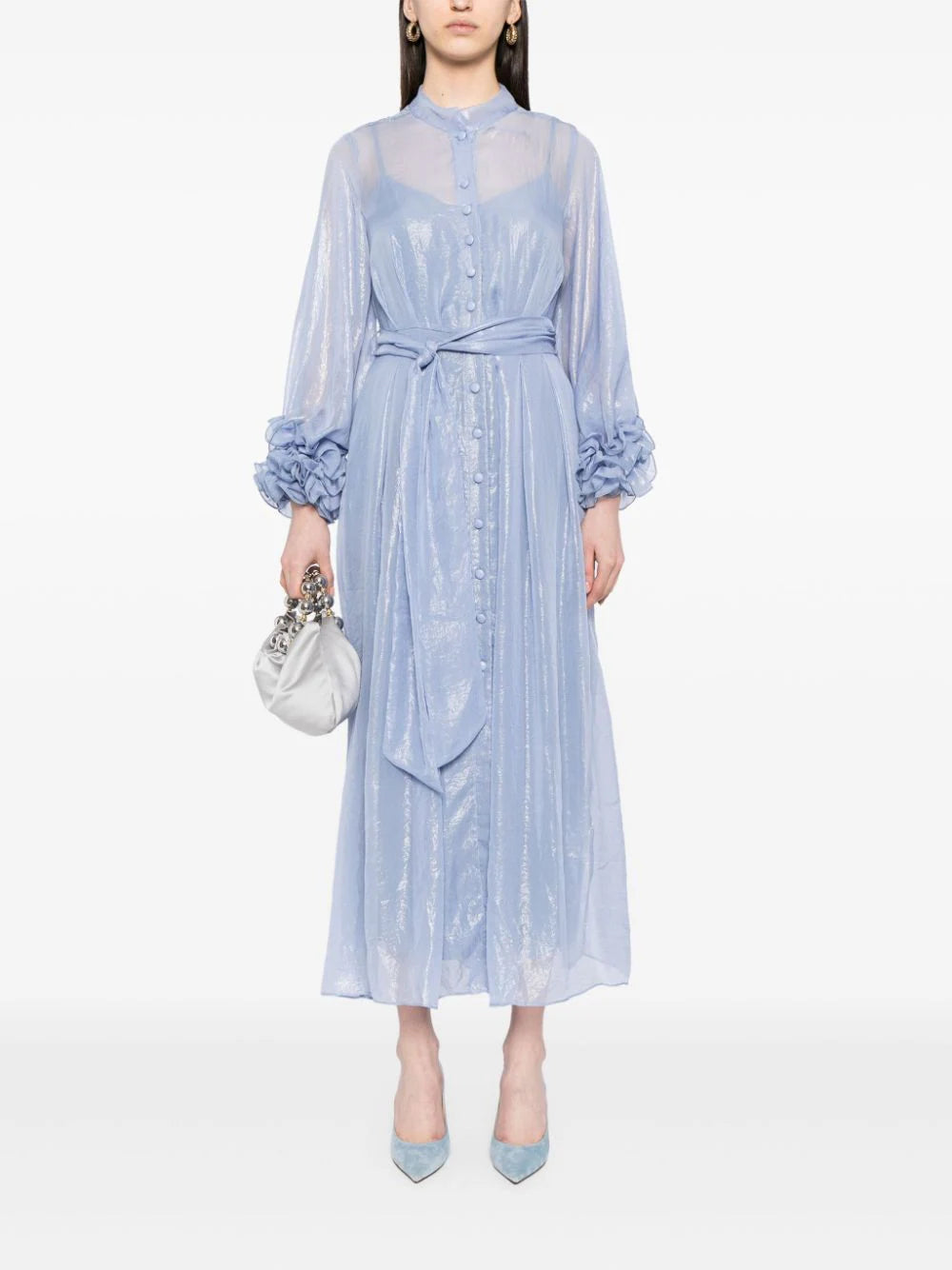 Baruni  Esme foiled-finish pleated maxi dress