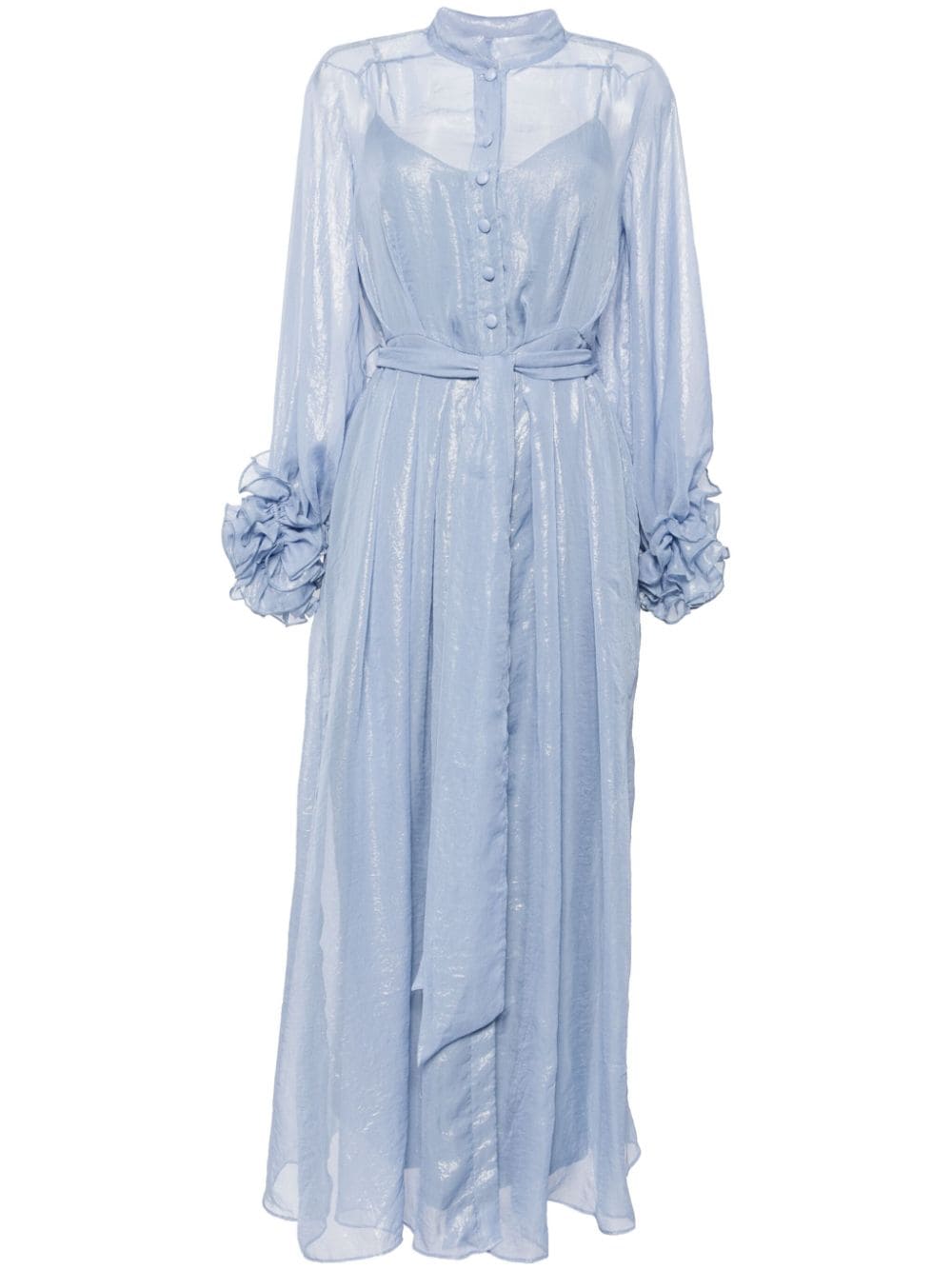 Baruni  Esme foiled-finish pleated maxi dress