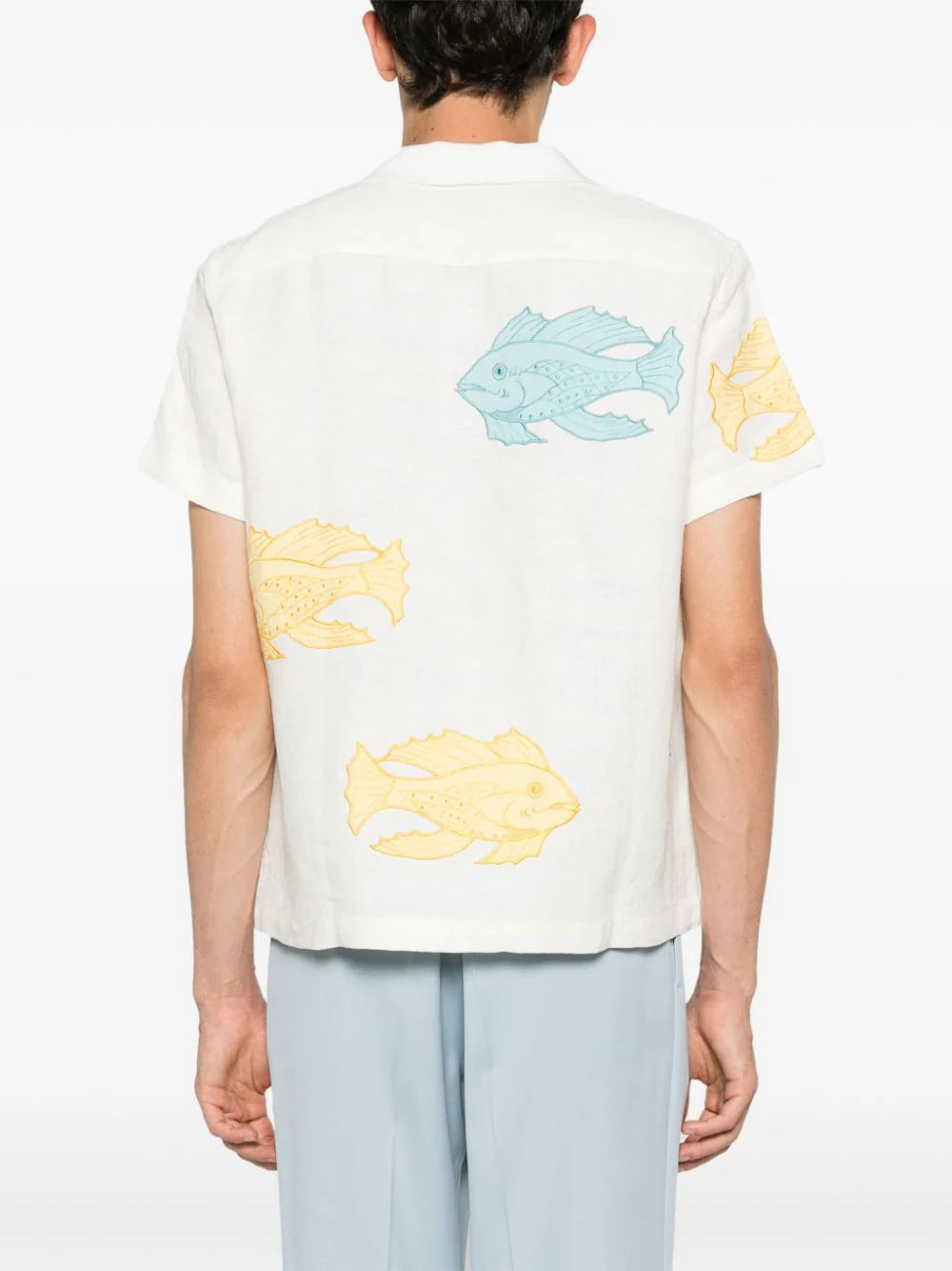 BODE fish-patch linen shirt