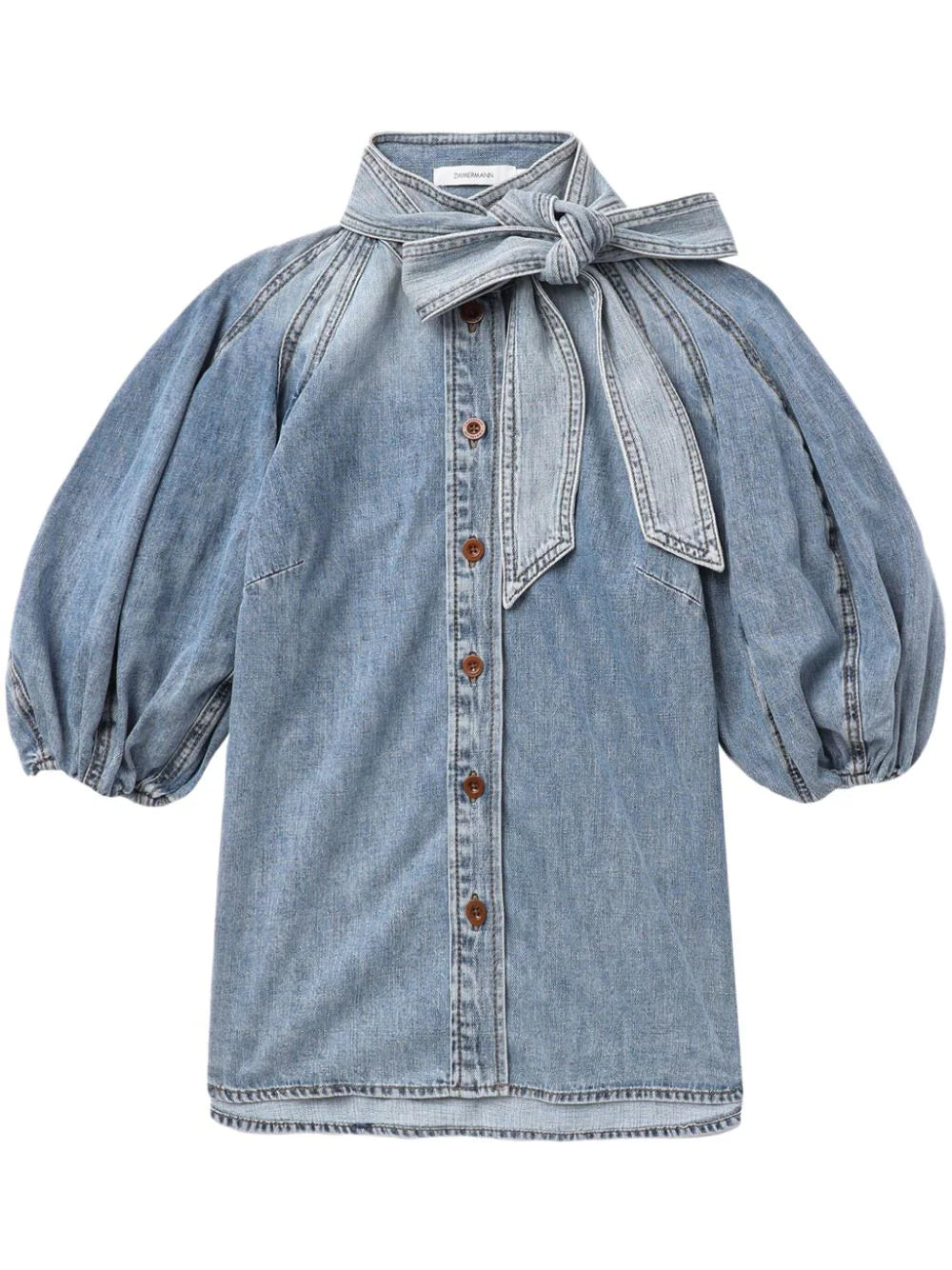 ZIMMERMANN  Lantern puff-sleeve denim shirt