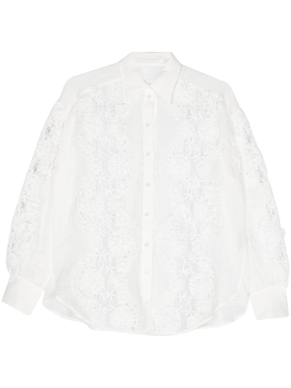 ZIMMERMANN  Halliday floral-lace linen shirt