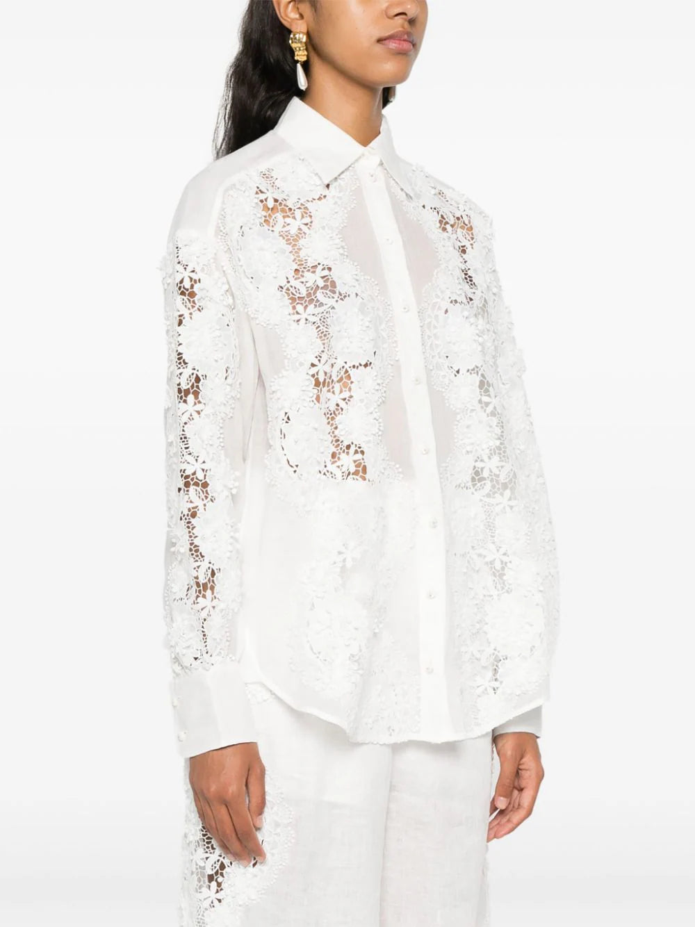 ZIMMERMANN  Halliday floral-lace linen shirt