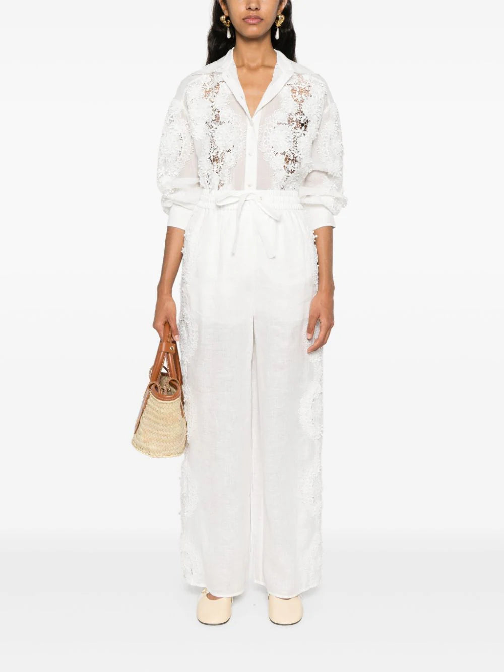 ZIMMERMANN  Halliday floral-lace linen shirt