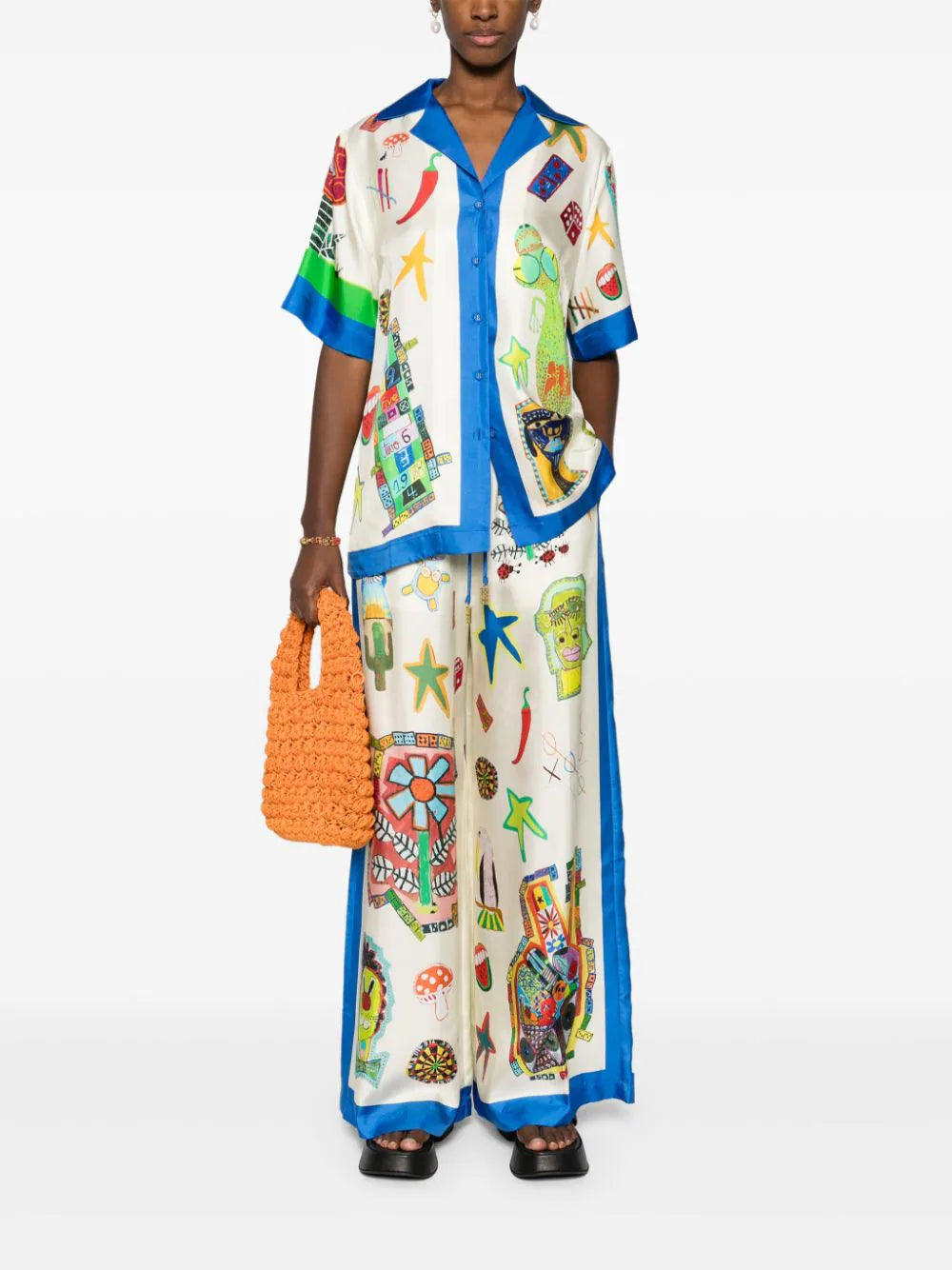 ALEMAIS Rollers illustration-print palazzo pants