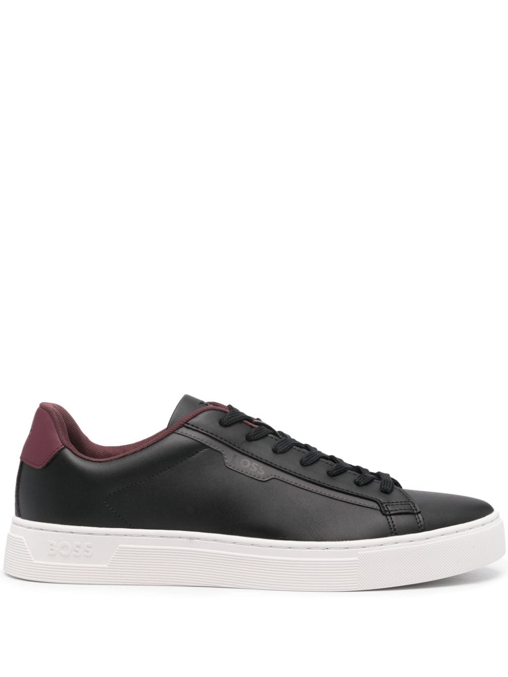 BOSS logo-stamp leather sneakers