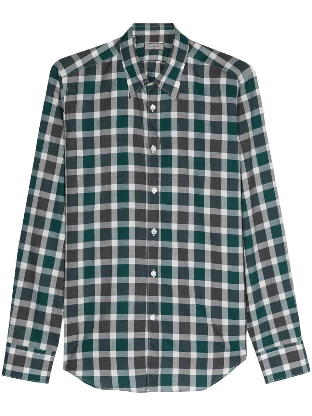 Canali  check-pattern cotton shirt