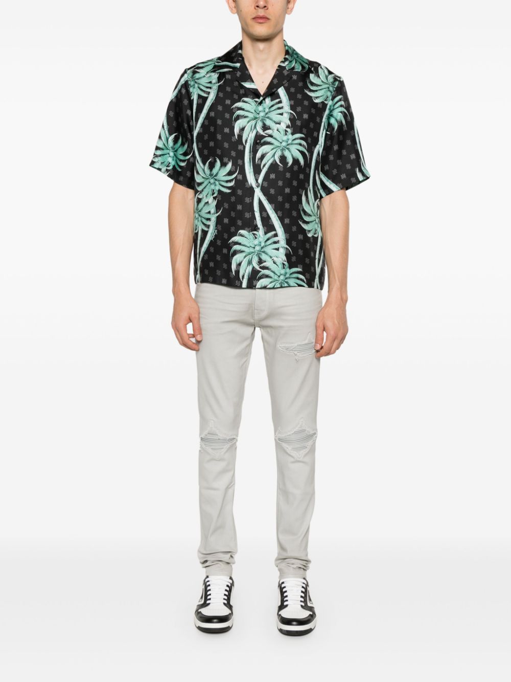 AMIRI palm tree-print silk shirt